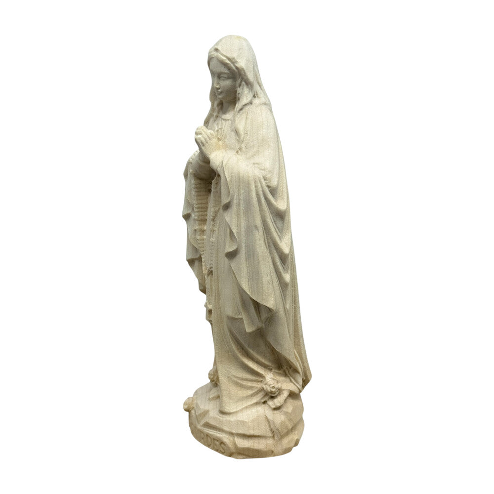 Hand-carved Lourdes Madonna statue in maple and linden wood