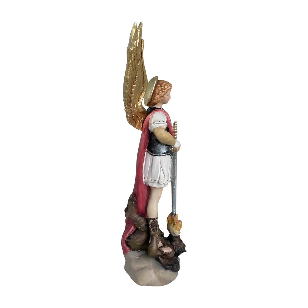 Saint Michael Archangel with Sword and Devil - Sacred Wood Carving from Val Gardena