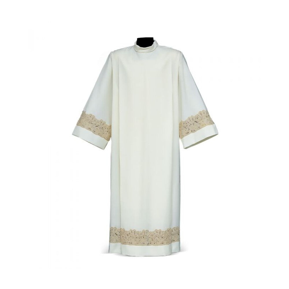 Entredeur Fiori Ivory Alb with Refined Floral Embroidery