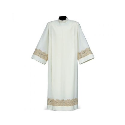Entredeur Fiori Ivory Alb with Refined Floral Embroidery