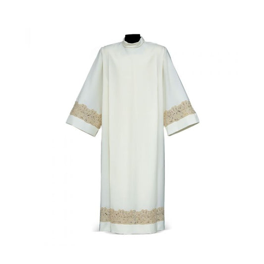 Entredeur Fiori Ivory Alb with Refined Floral Embroidery