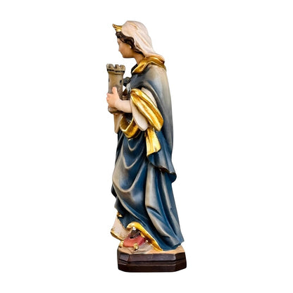 Santa Barbara with Tower: Handcrafted Wood Carving from Val Gardena