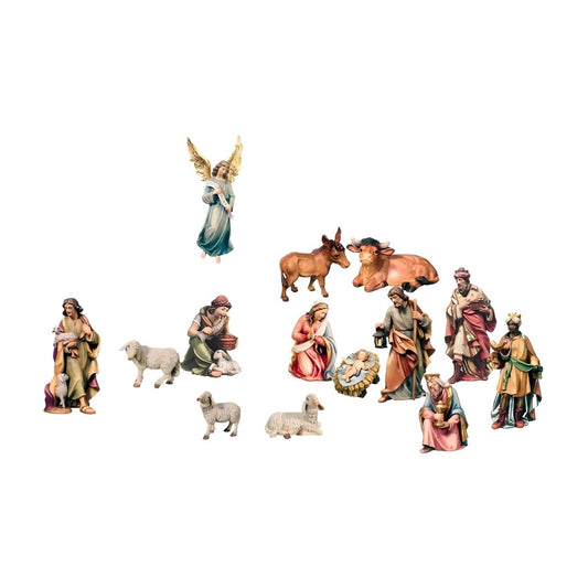 Hand Carved Wooden 15pc Nativity Set | 15 Figures