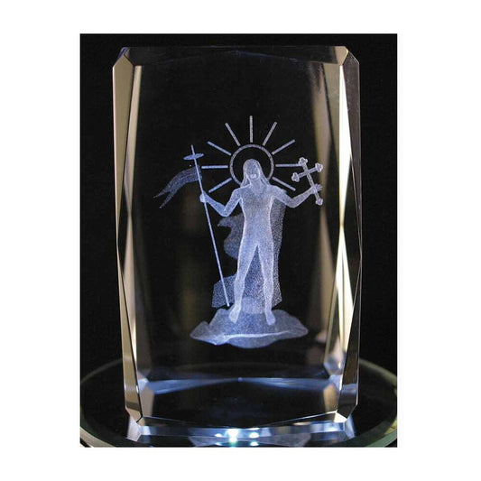 Laser Engraved Crystal Risen Christ