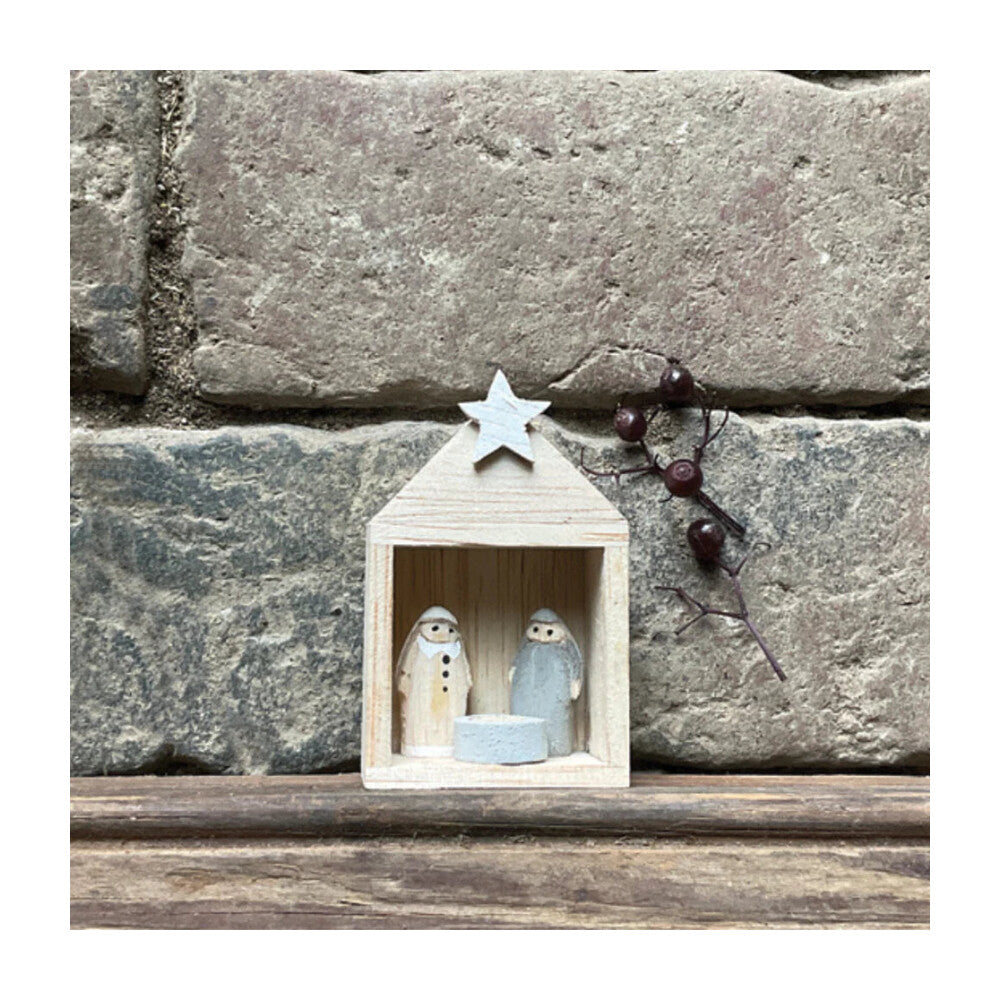 Tiny Nativity Set In Stable