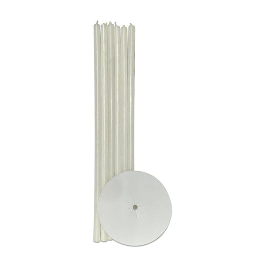 3/8" x 11" Vigil Candles with Drip Trays, Pack of 6