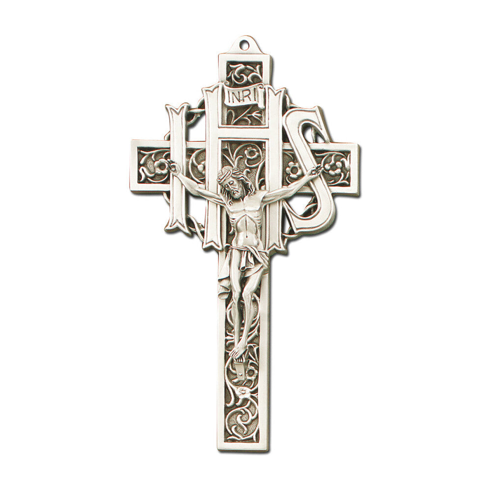 9" Pewter IHS Cross