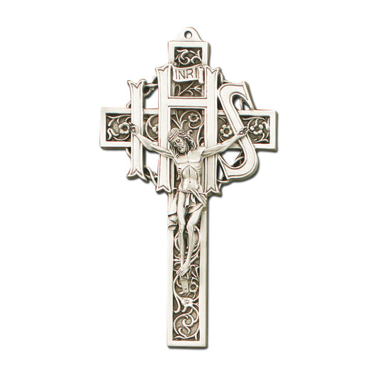 9" Pewter IHS Cross