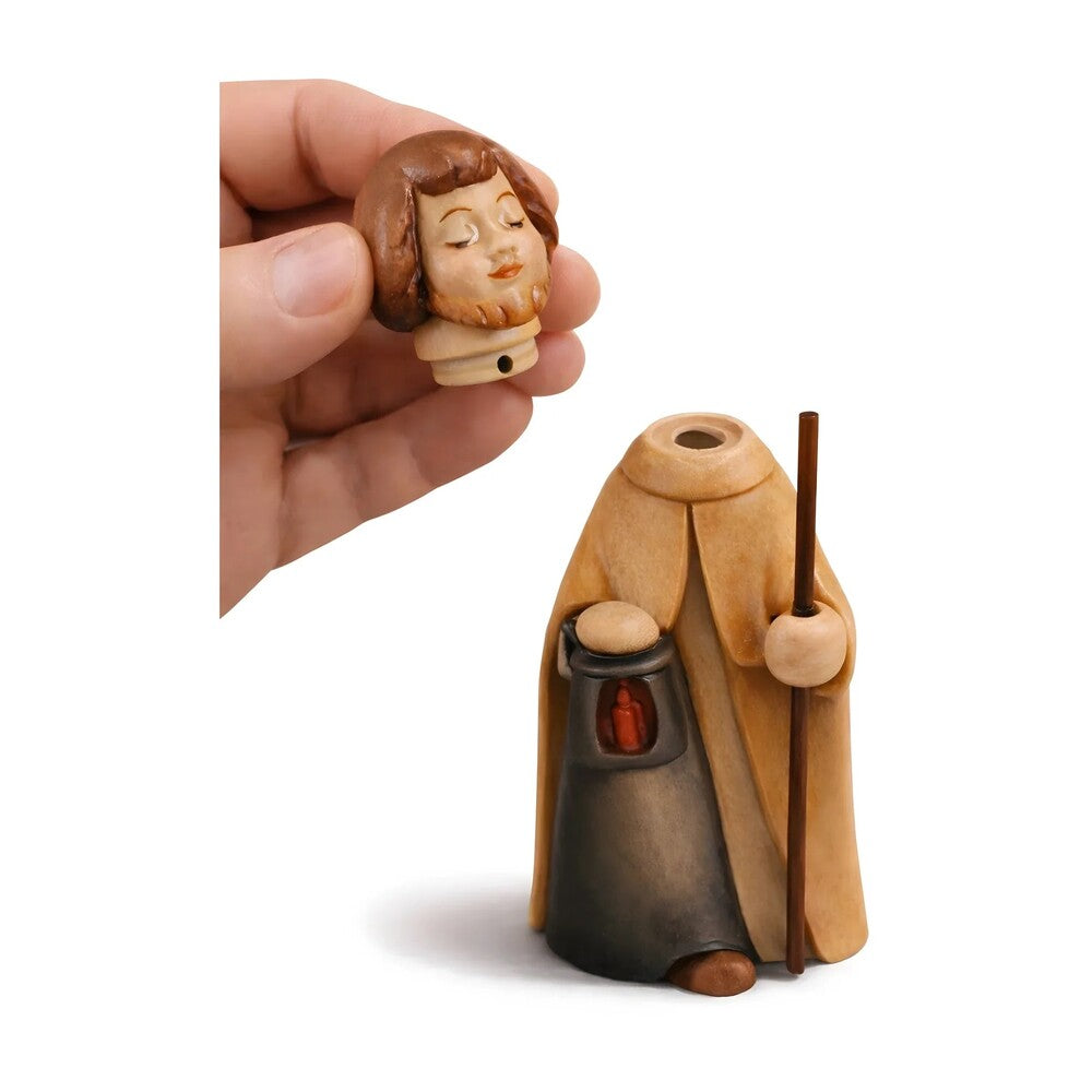Saint Joseph Statue with Staff and Lantern | Val Gardena Maple Wood
