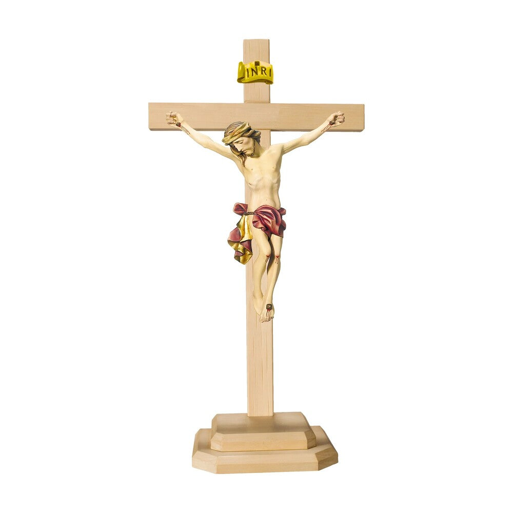 Crucifix with Base Artistic Wood Sculpture Val Gardena