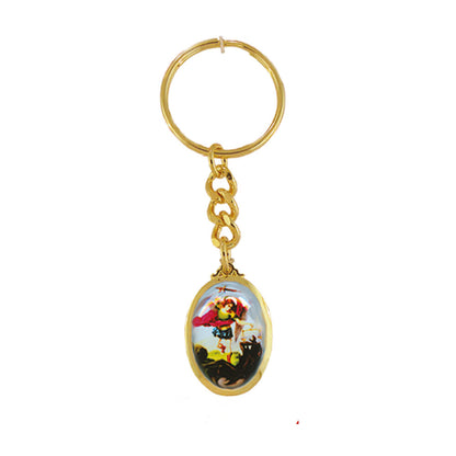 St Michael Gold Plated Key Chain