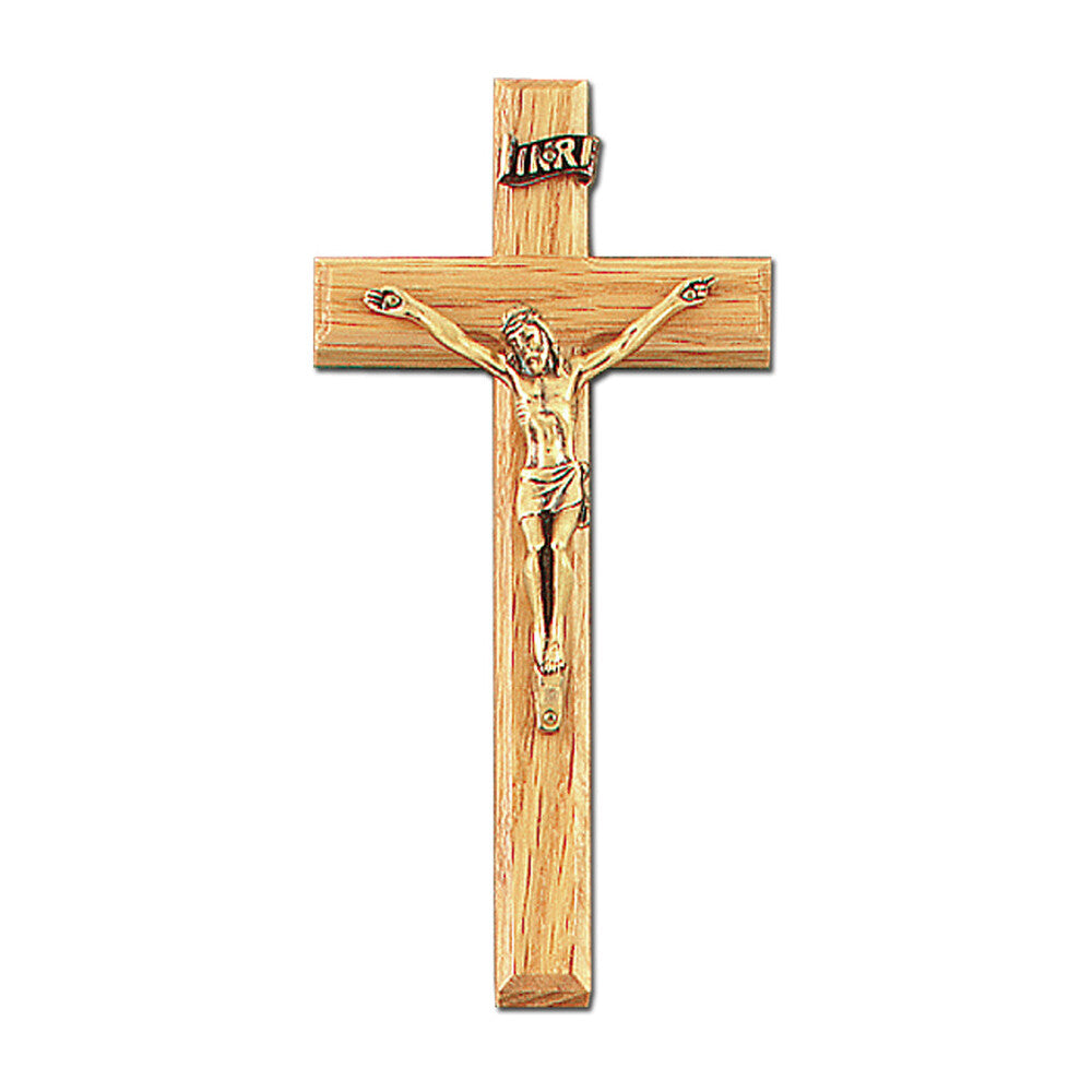 6 1/4" Oak Cross with Metal Corpus, Style JC637K