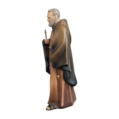 Hand-Carved Wooden Statue of Padre Pio of Pietrelcina, Val Gardena Craftsmanship