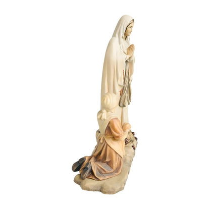 Statue Madonna of Lourdes with Bernadette in Val Gardena Wood