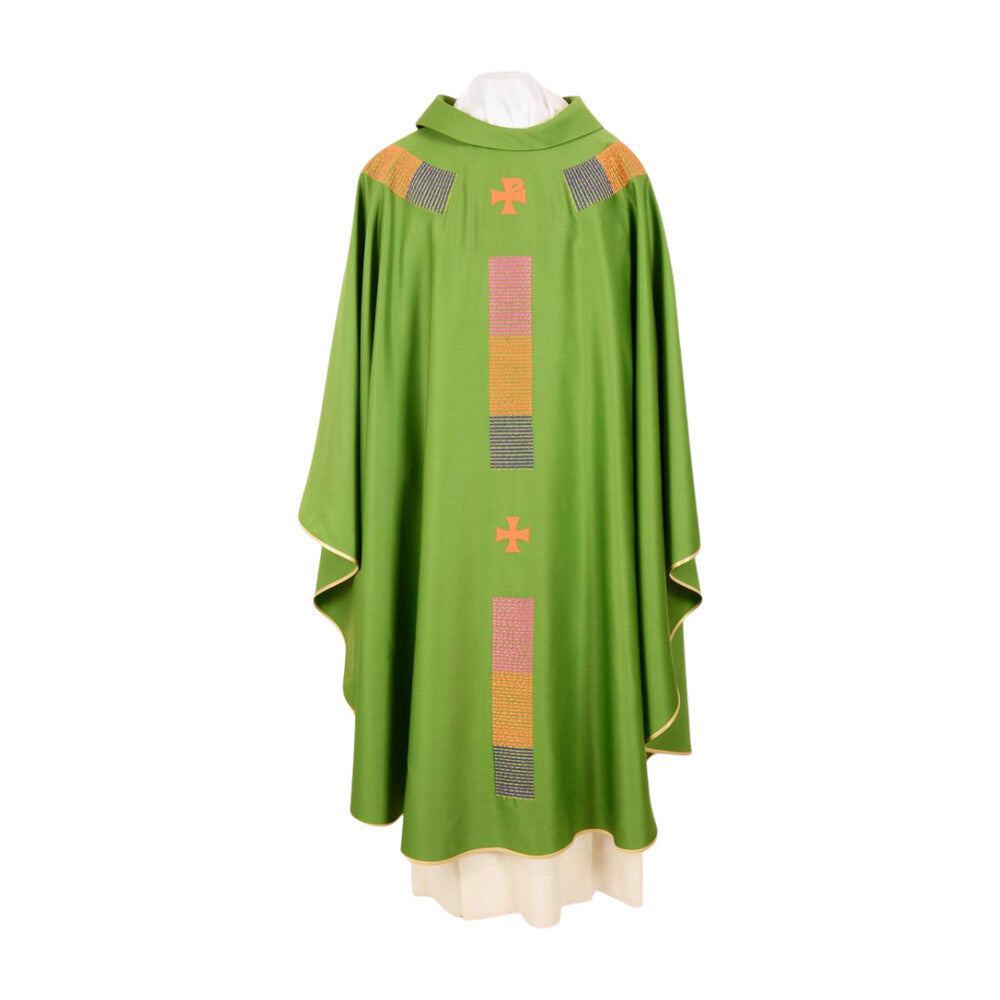 Pure Wool Gothic Style Embroidered Chasuble - Available 5 Liturgical Colours