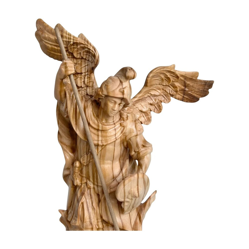 Archangel Michael Defeating Satan Statue - Val Gardena Wood Sculpture