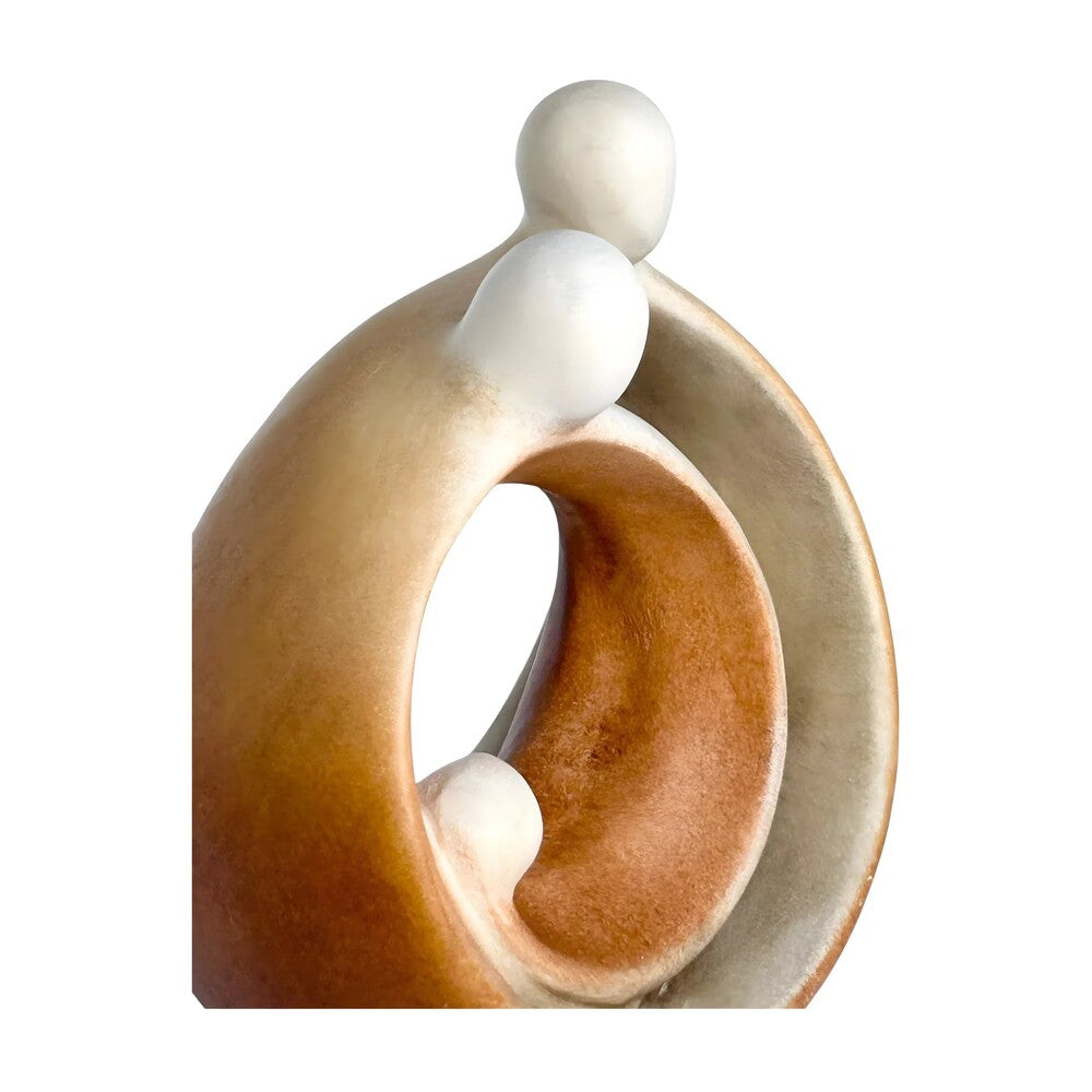 Modern Stylized Nativity Scene in Maple Wood – Family Embrace Sculpture