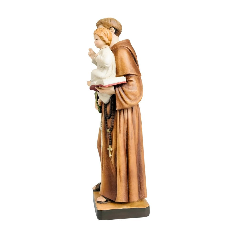 Wooden Statue of Saint Anthony of Padua with Child | Handcrafted Sculpture Val Gardena