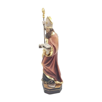 Saint Albinus Bishop statue in polychrome wood | Artistic Carving Val Gardena