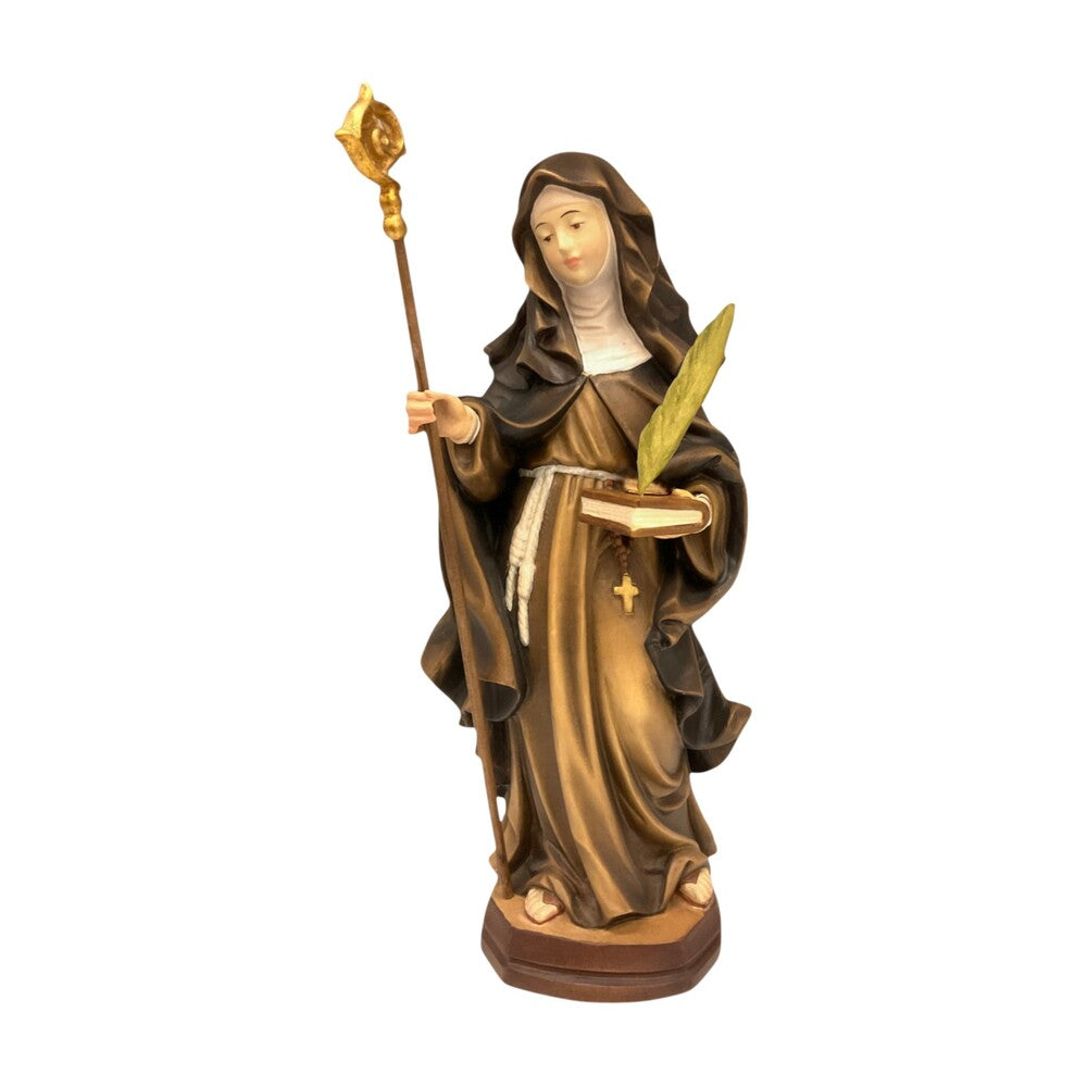 Saint Gertrude Wood Statue - Val Gardena Artisan Sculpture