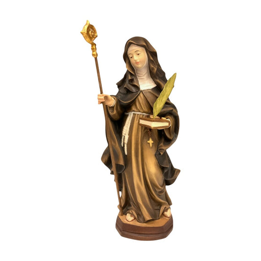 Saint Gertrude Wood Statue - Val Gardena Artisan Sculpture
