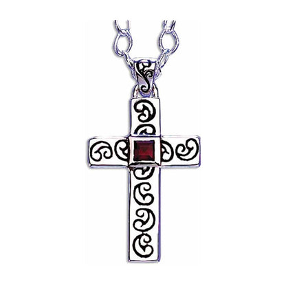 Sanctuary Cross with Garnet Necklace