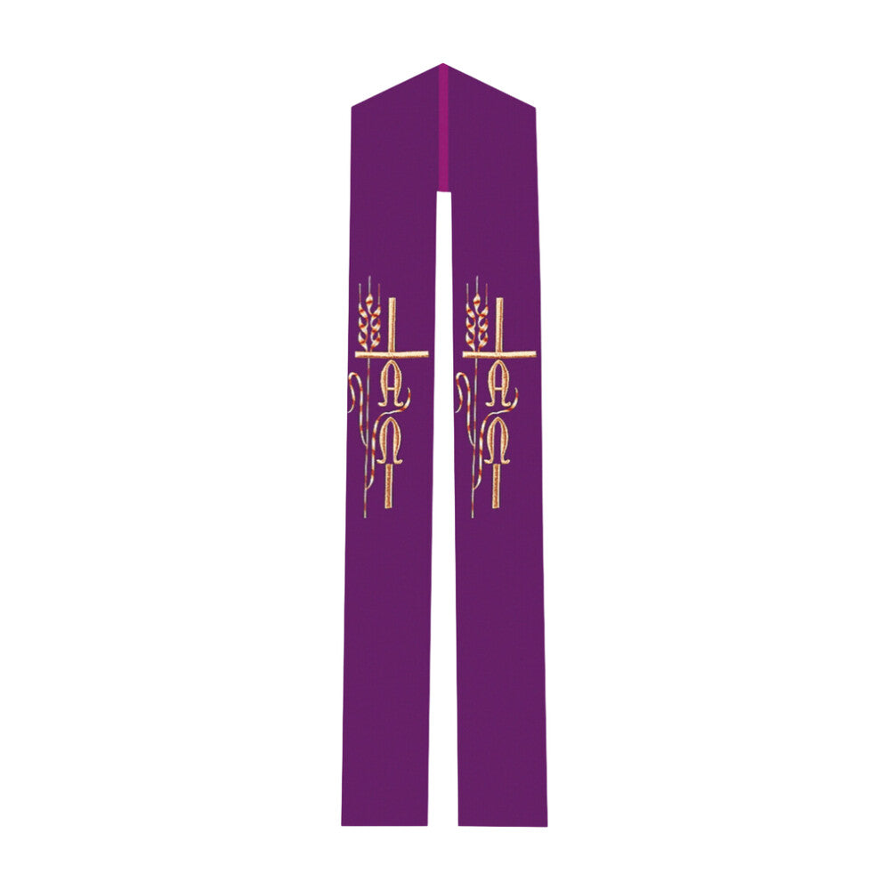 Alpha & Omega with Wheat Overlay or Deacon Stole