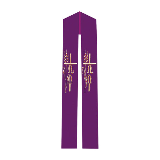 Alpha & Omega with Wheat Overlay or Deacon Stole