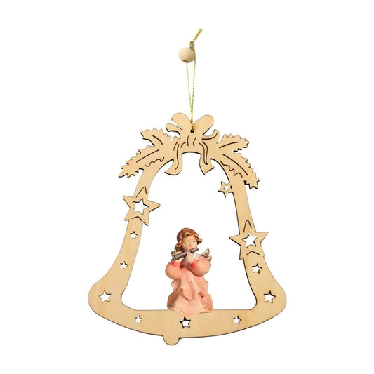 Musical Angel in Star Bell | Maple Wood Sculpture