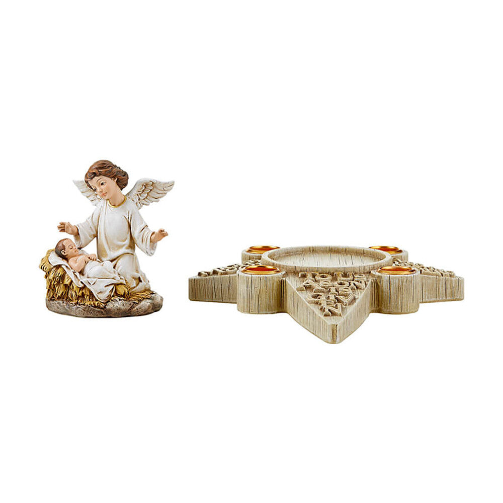 Two-Piece Nativity Angel Advent Candleholder