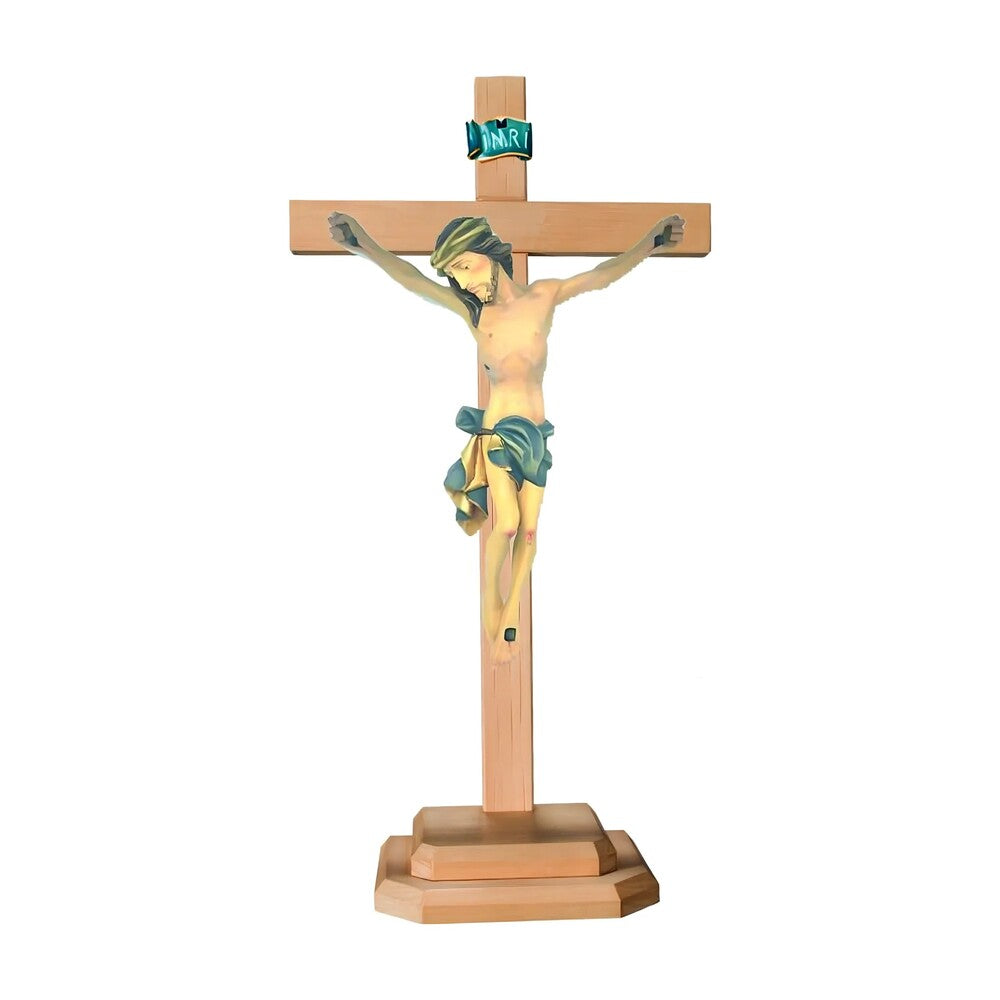 Crucifix with Base Artistic Wood Sculpture Val Gardena