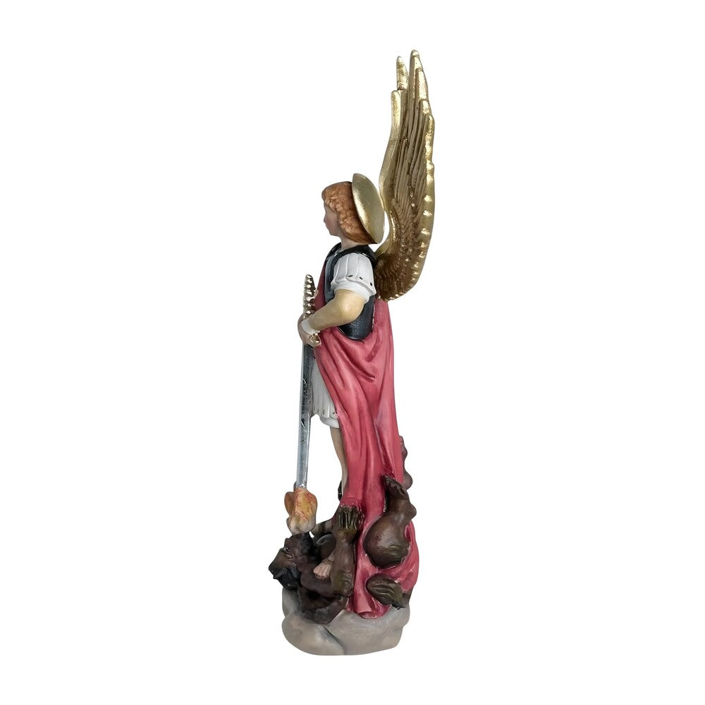 Saint Michael Archangel with Sword and Devil - Sacred Wood Carving from Val Gardena