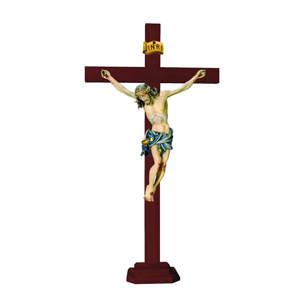 Hand-Carved Wooden Crucifix from Val Gardena