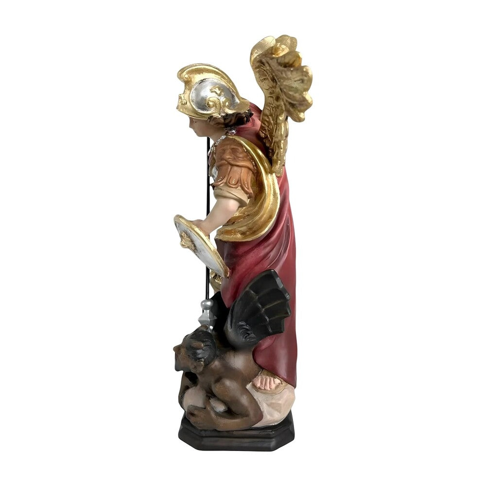 Archangel Michael Defeating Satan Statue - Val Gardena Wood Sculpture
