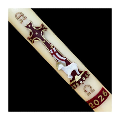 Red Lamb of God Paschal Candle