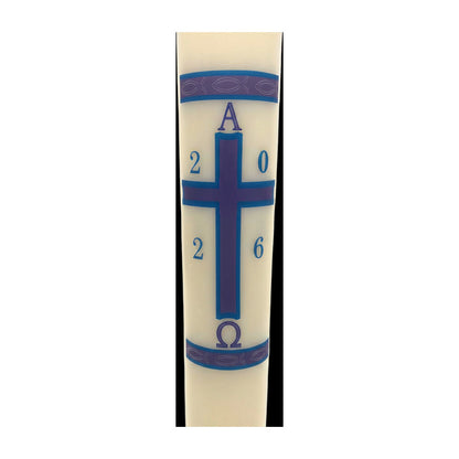 Blue & Purple Cross with Fish Paschal Candle