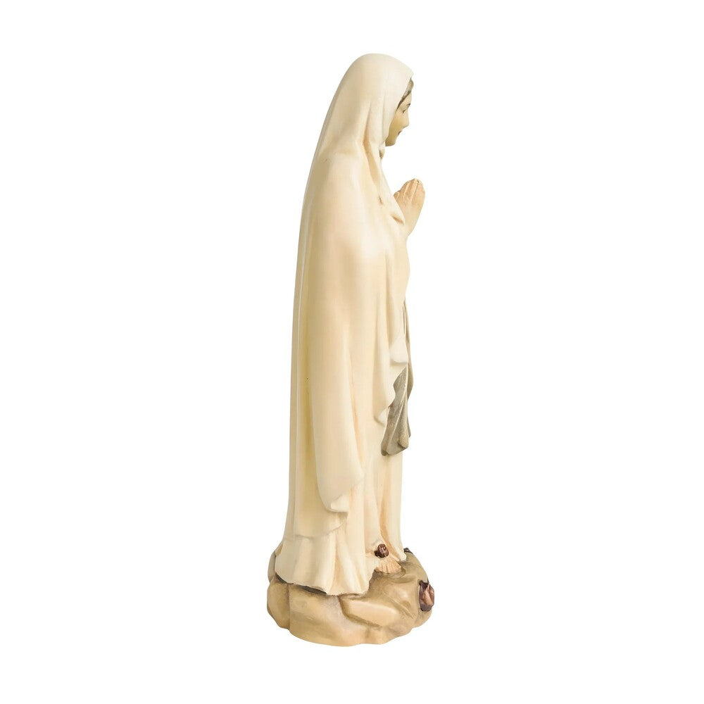 Hand-Carved Wooden Statue of Our Lady of Lourdes in Val Gardena