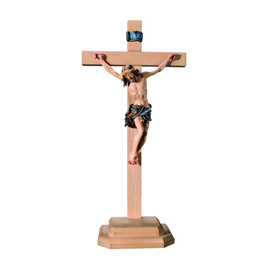 Corpus Christi with Cross and Wooden Base, Handcrafted in Val Gardena