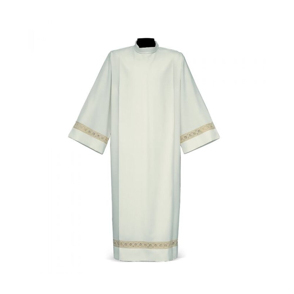 Entredeur Rombi Ivory Alb with Diamond-Shaped Embroidered Detail
