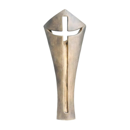 Modern Stylized Crucifix in Natural Wood – Val Gardena Craftsmanship