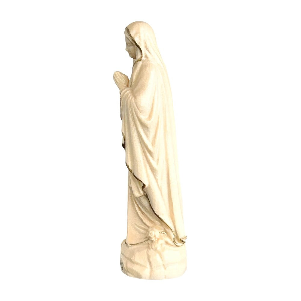 Hand-carved Lourdes Madonna statue in maple and linden wood