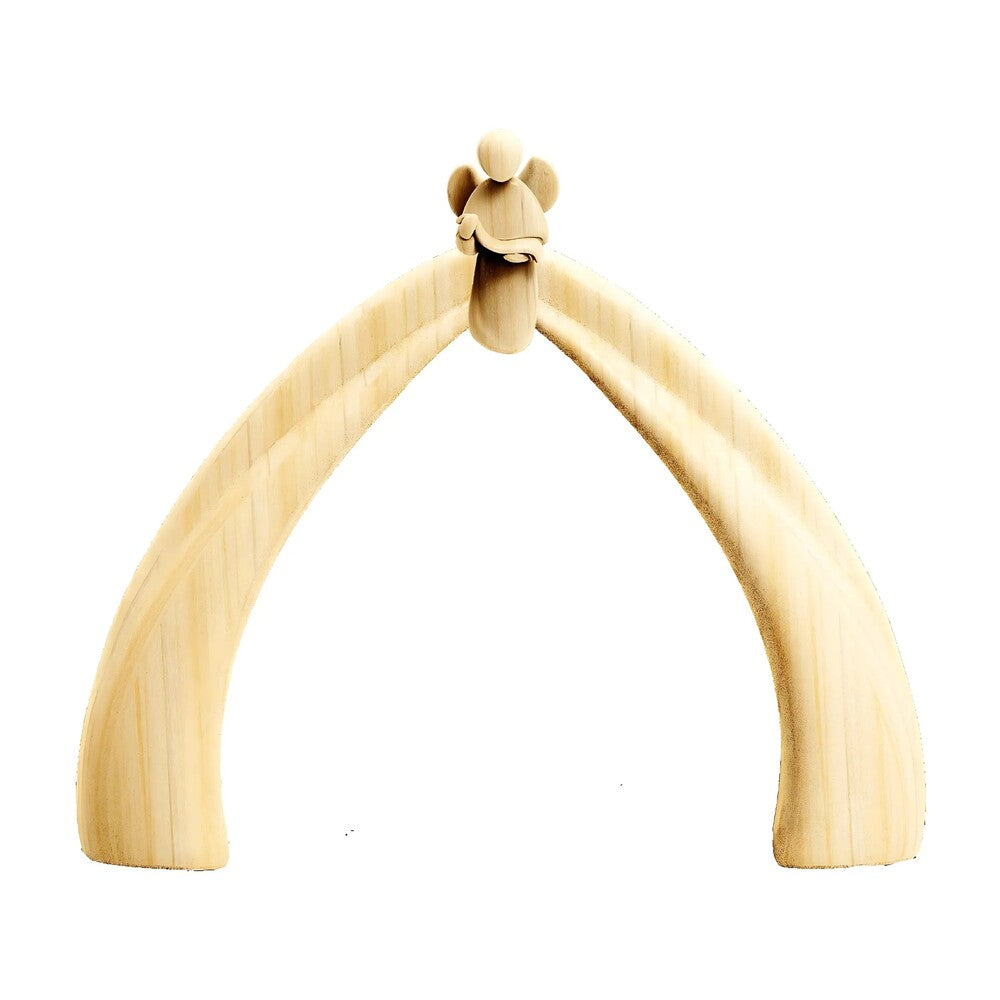 Nativity Crib with Angel - Maple Wood