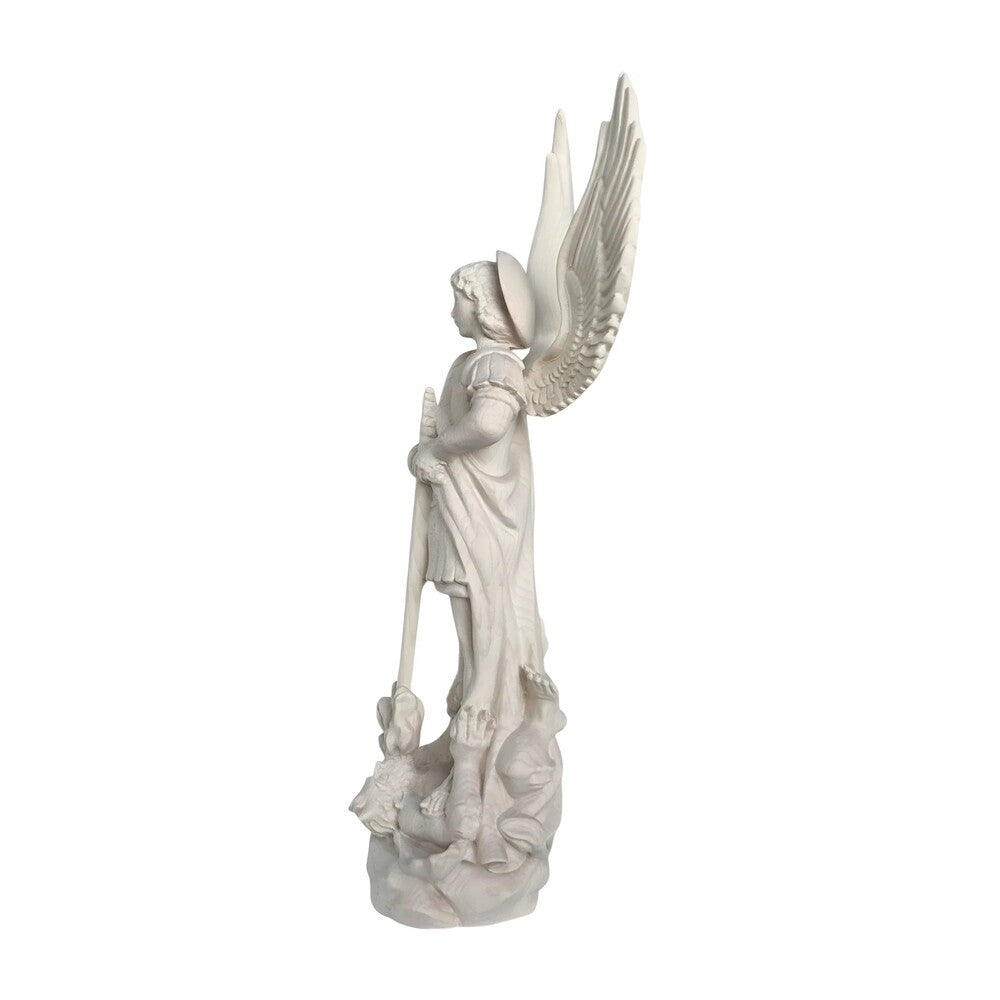 Saint Michael Archangel with Sword and Devil - Sacred Wood Carving from Val Gardena