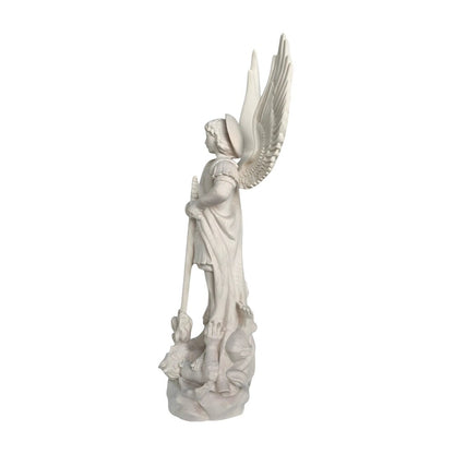 Saint Michael Archangel with Sword and Devil - Sacred Wood Carving from Val Gardena