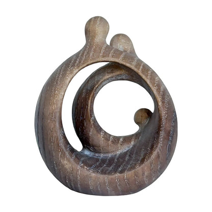 Modern Stylized Nativity Scene in Maple Wood – Family Embrace Sculpture