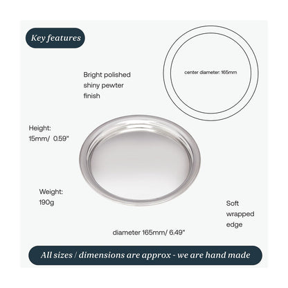 Small 170mm Round Pewter Tray