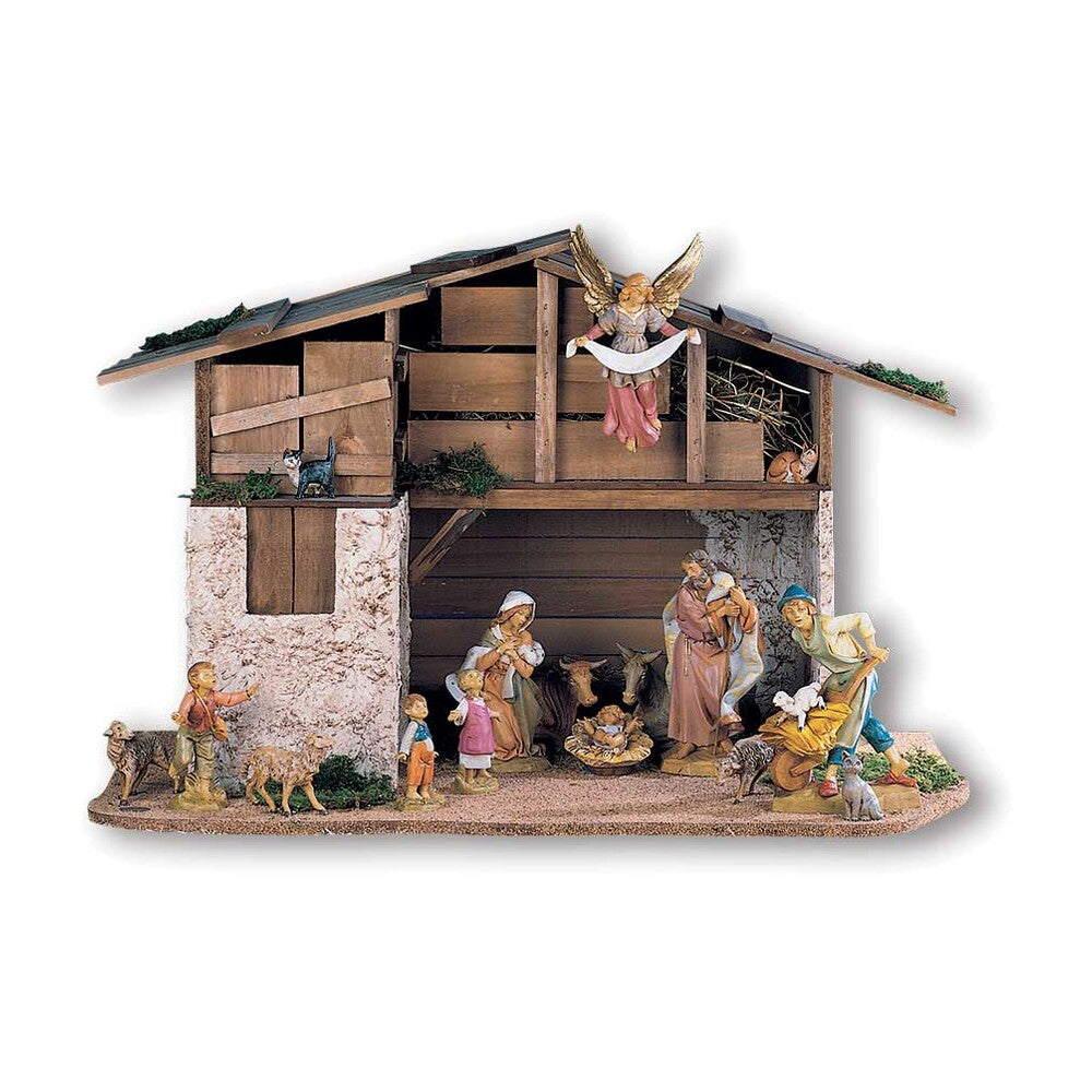 16 Piece Nativity Figure Set with Stable, Style RN625L