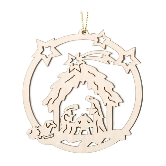 Holy Family Christmas Carved Wooden Decoration