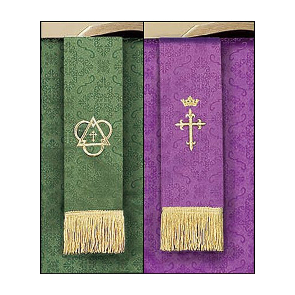 Jacquard Reversible Bookmark with Cross: Purple/Green