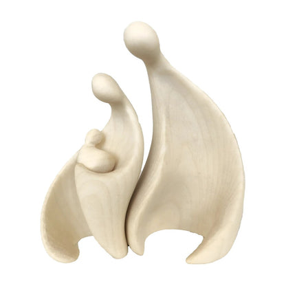 Abstract Holy Family Sculpture in Maple Wood Val Gardena